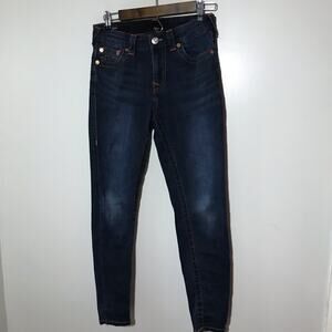 True Religion womens 28 Jennie curvy mid rise skinny dark wash jeans stretchy